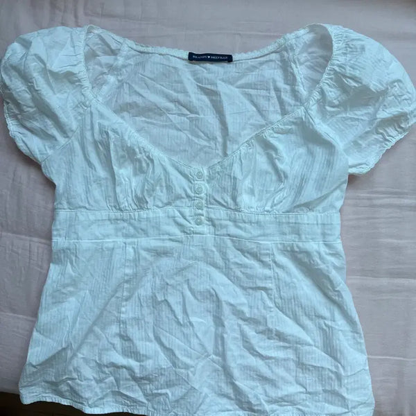[BUNJANG] Brandy Melville White Short Sleeve Blouse / Brandy Melville 화이트 반팔 블라우스