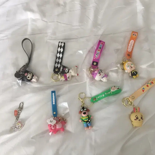 [BUNJANG] Cute Character Keychain Set (9 Types) / 귀여운 캐릭터 키링 9종 세트