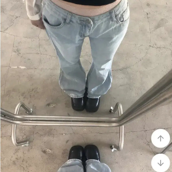 [BUNJANG] Women's Black Slim Fit Bootcut Denim Pants (Long XL) / 로우라이즈 슬림핏 부츠컷 데님 팬츠 흑청