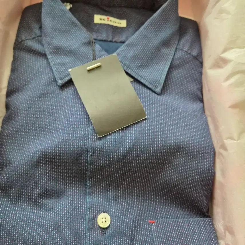 [BUNJANG] Kiton Navy Dot Pattern Cotton Shirt Size 39 / 정가 약 80만원 키톤 셔츠  네이비 도트 패턴(새상품)