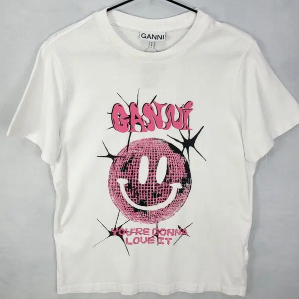 [BUNJANG] GANNI Smile Disco Short Sleeve T-Shirt / 가니 스마일 디스코 반팔티