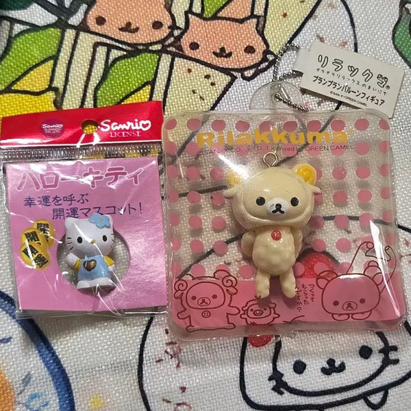 [BUNJANG] Vintage Rilakkuma Balloon Keychain & Hello Kitty Mini Figure / 고전 리락쿠마 행운 헬로키티