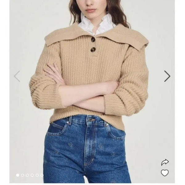 [BUNJANG] Sandro FW22 Open Button-Up Knit Beige Size 1 / 산드로 오픈 버튼업 니트 FW22