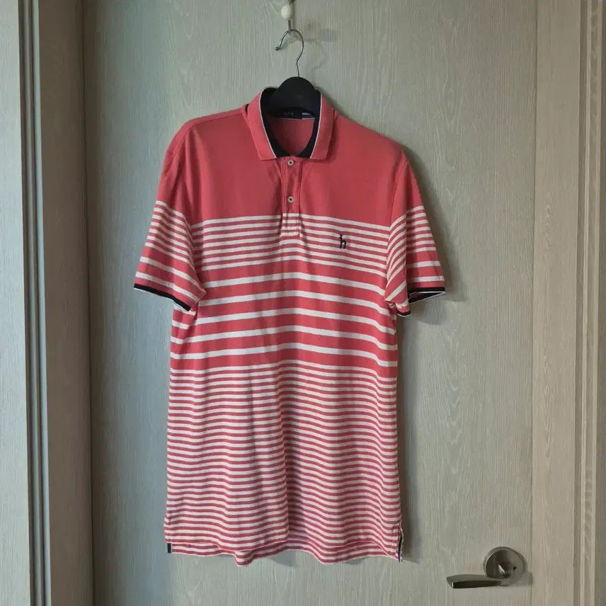 [BUNJANG] Hazzys Pink Stripe Polo Shirt Size 105 / 헤지스 카라티 핑크 스트라이프사이즈105