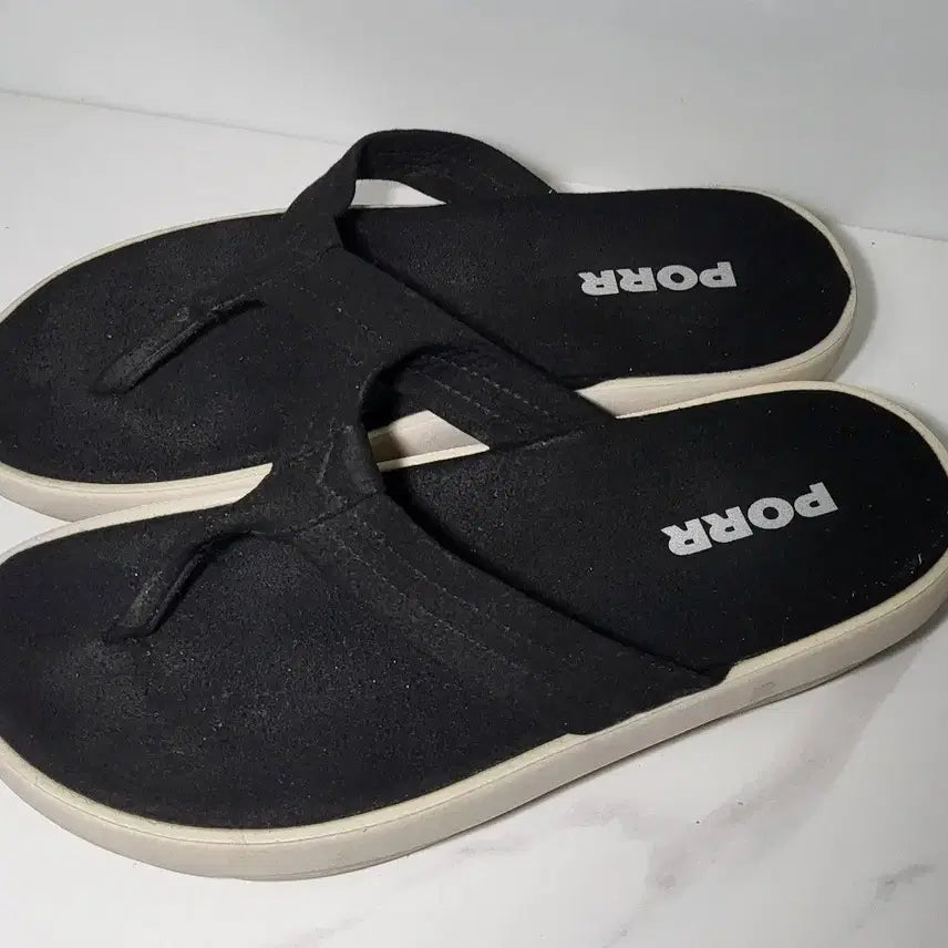 [BUNJANG] PORR Leo Flip Flops Black Suede Size 270 (43) / PORR 포르 레오 플립플랍 블랙 스웨이드 270사이즈 43