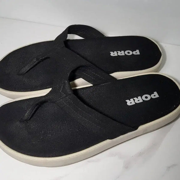 [BUNJANG] PORR Leo Flip Flops Black Suede Size 270 (43) / PORR 포르 레오 플립플랍 블랙 스웨이드 270사이즈 43