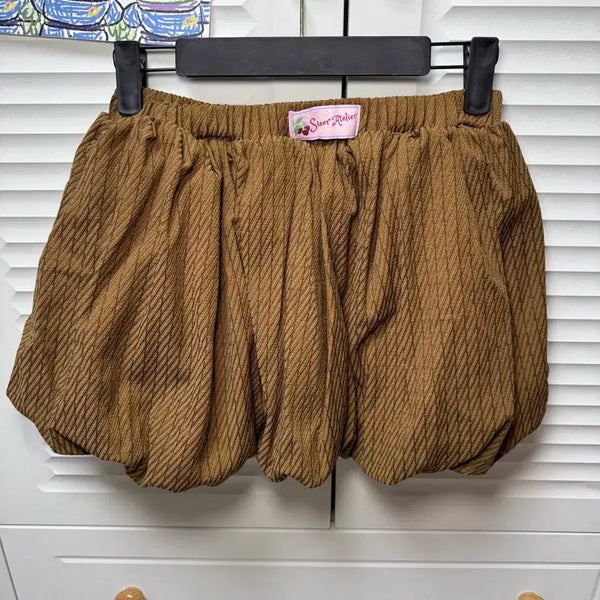 [BUNJANG] Siorre Bubble Berry Balloon Skirt Mocha / 시오르 버블 베리 벌룬 스커트 모카색 ( 카레색에 가까움 )