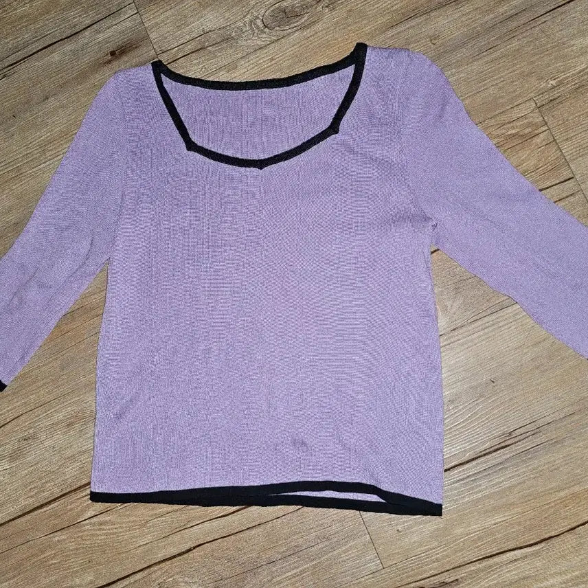 [BUNJANG] Purple Color Block Knit Sweater / 보라색 배색 니트 팝니다