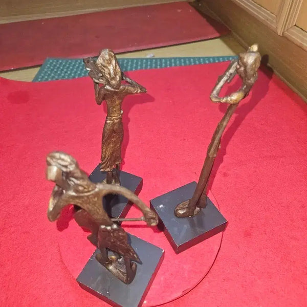 [BUNJANG] Bernard Kim (Kim Beon) Early Original Brass Musician Sculptures (Set of 3) / [초창기 희귀작] 원로 조각가 김번(버나드 킴) 황동 악사 3종 세트