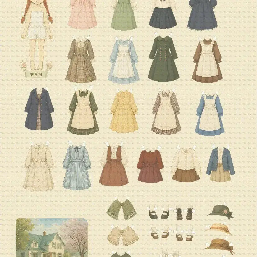 [BUNJANG] Anne of Green Gables Paper Doll Set / 빨강머리앤 종이인형 파일