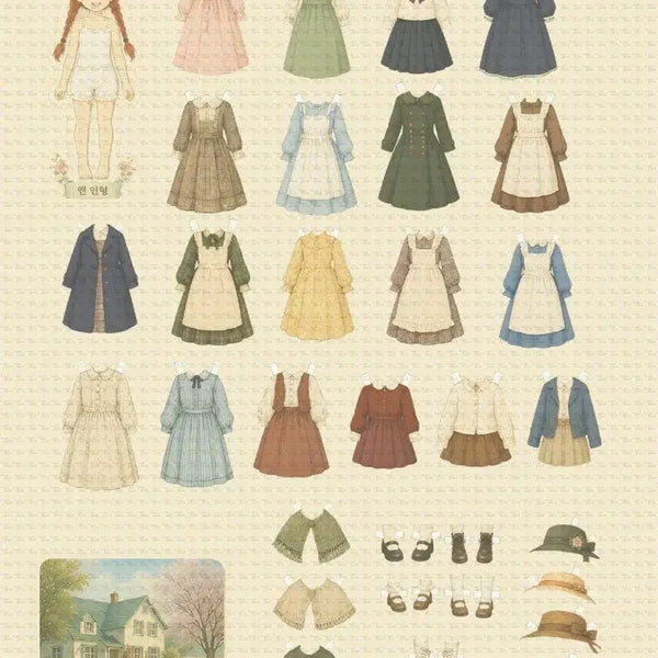 [BUNJANG] Anne of Green Gables Paper Doll Set / 빨강머리앤 종이인형 파일