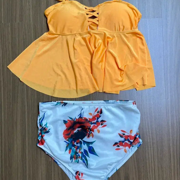[BUNJANG] Orange Frill Bikini Set XL / 오렌지 프릴 비키니 세트 XL