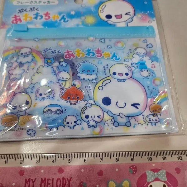 [BUNJANG] Heisei Water Drop Pouch & 48 Sticker Set / 헤이세이 물방울 파우치.스티커48매셋트 일본제 레트로 다꾸