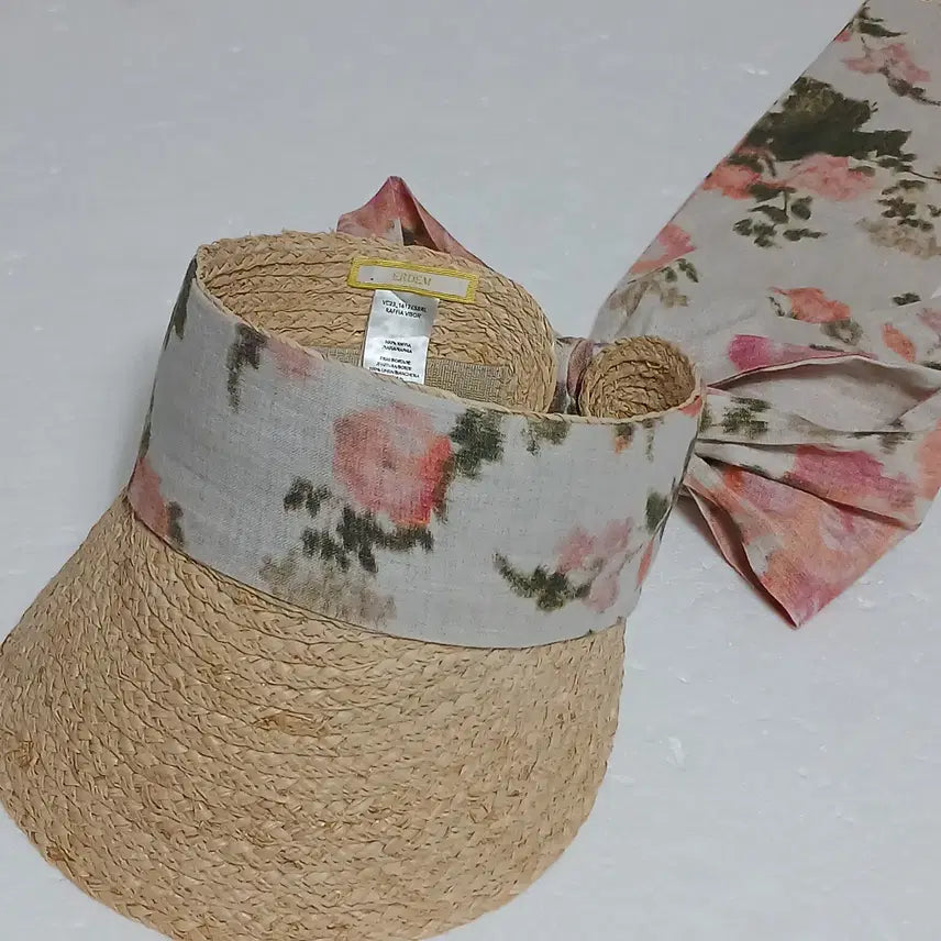 [BUNJANG] Erdem Floral Ribbon Straw Sun Cap Beach Visor / (F) 에르뎀 ERDEM 플로럴 리본 라피아 썬캡 비치 바이저