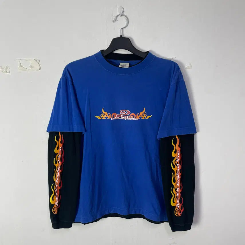 [BUNJANG] Pico Hawaiian Layered Long Sleeve T-Shirt / 피코 하와이안 롱보드 웨어 레이어드 긴팔 티셔츠