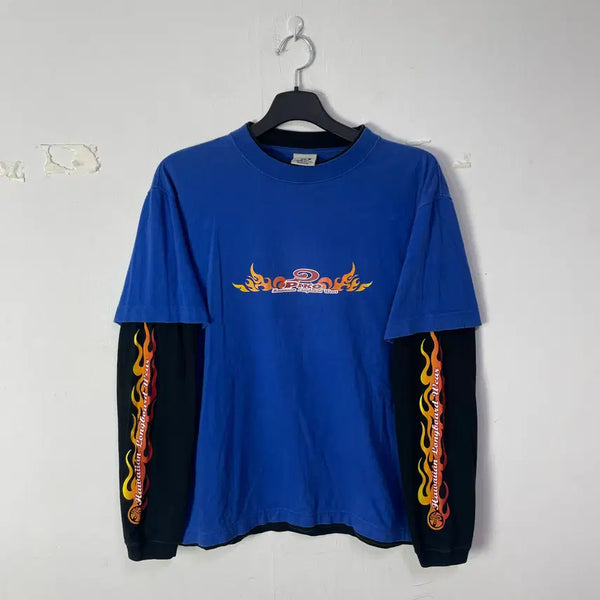 [BUNJANG] Pico Hawaiian Layered Long Sleeve T-Shirt / 피코 하와이안 롱보드 웨어 레이어드 긴팔 티셔츠