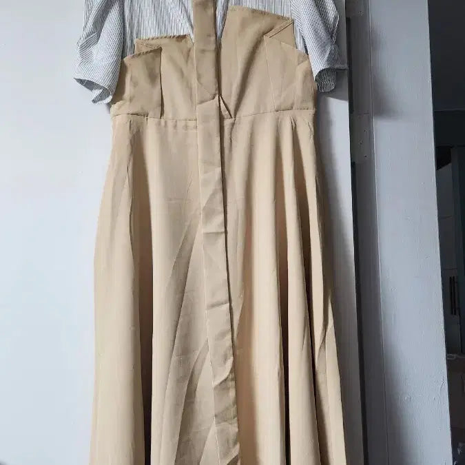 [BUNJANG] 31.Fashion Striped Shirt Dress Beige with Belt / 새상품 31.Fashion 스트라이프 셔츠 원피스 베이지(벨트포함)