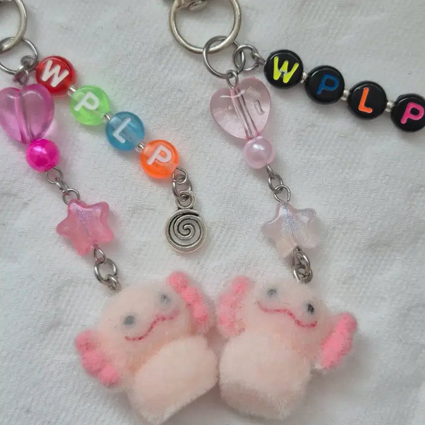 [BUNJANG] Axolotl Initial Bead Keychain / 우파루파 이니셜키링 비즈키링