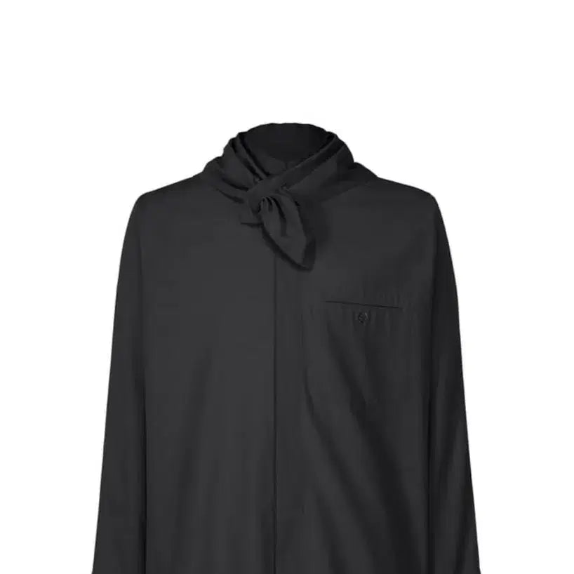 [BUNJANG] Homme Plissé Pleats Scarf Shirt Black Size 4 / 옴므플리세 스트림라인 스카프셔츠