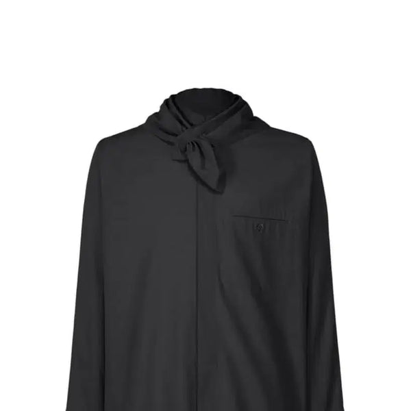 [BUNJANG] Homme Plissé Pleats Scarf Shirt Black Size 4 / 옴므플리세 스트림라인 스카프셔츠