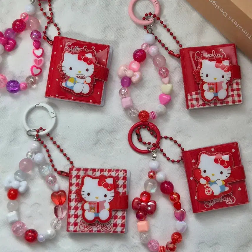 [BUNJANG] Hello Kitty Mini Diary & Beads Keychain / 키티북키링 비즈키링