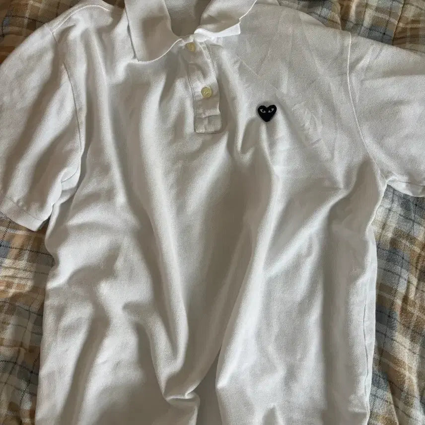 [BUNJANG] Comme des Garçons Play White Short Sleeve Polo Shirt / 꼼데가르송 플레이 반팔 카라티 화이트