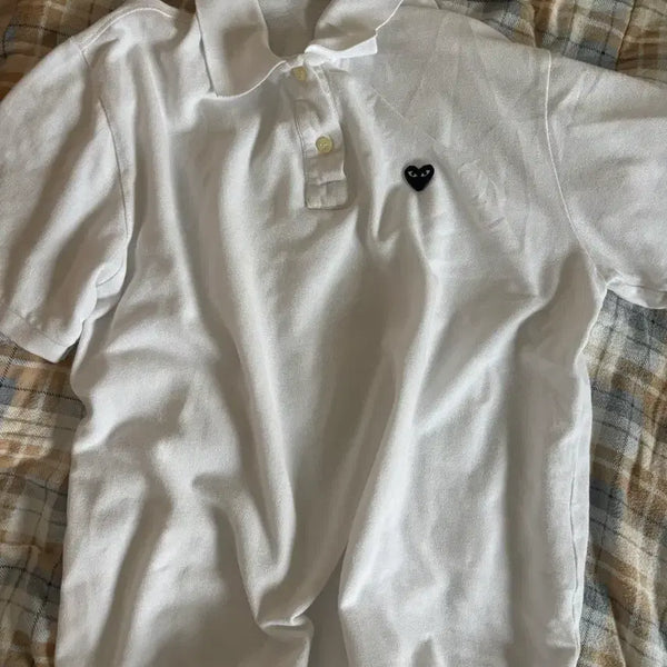 [BUNJANG] Comme des Garçons Play White Short Sleeve Polo Shirt / 꼼데가르송 플레이 반팔 카라티 화이트
