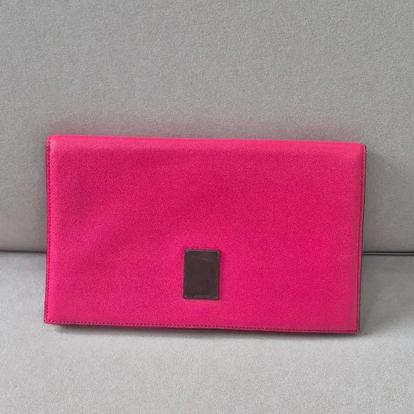 [BUNJANG] Couronne Hot Pink Leather Clutch Bag / 쿠론 핫핑크 클러치 가방 가죽 클러치백