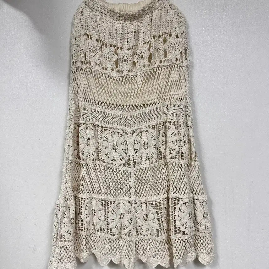 [BUNJANG] Bohemian Knit Long Skirt / 보헤미안 뜨개 롱스커트 77~88