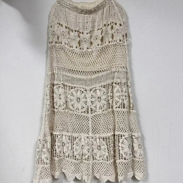 [BUNJANG] Bohemian Knit Long Skirt / 보헤미안 뜨개 롱스커트 77~88