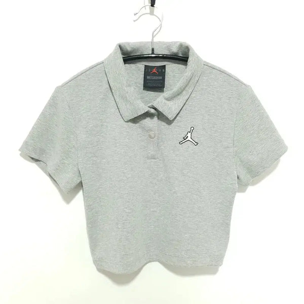 [BUNJANG] Jordan Ribbed Collar T-Shirt Cropped / 조던 반팔 크롭 골지 카라티 S 80_i5104
