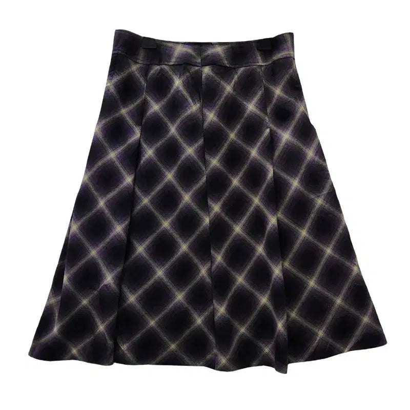 [BUNJANG] Vintage Gradient Shadow Check Purple Skirt / 빈티지 그라데이션 쉐도우 체크 퍼플 스커트 67 MADE IN JAPAN