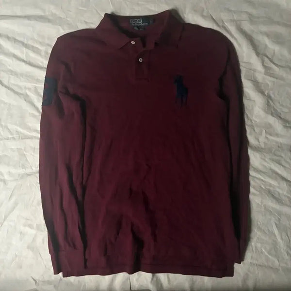 [BUNJANG] Polo Ralph Lauren Big Pony Long Sleeve Collar T-Shirt Burgundy / 폴로 빅포니 긴팔 카라티 버건디