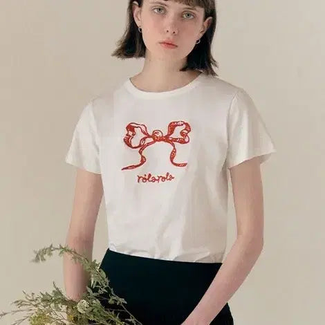 [BUNJANG] Rollercoaster S24 Embroidered Short-Sleeve T-Shirt White / 로라로라 s24 자수 반팔티 66