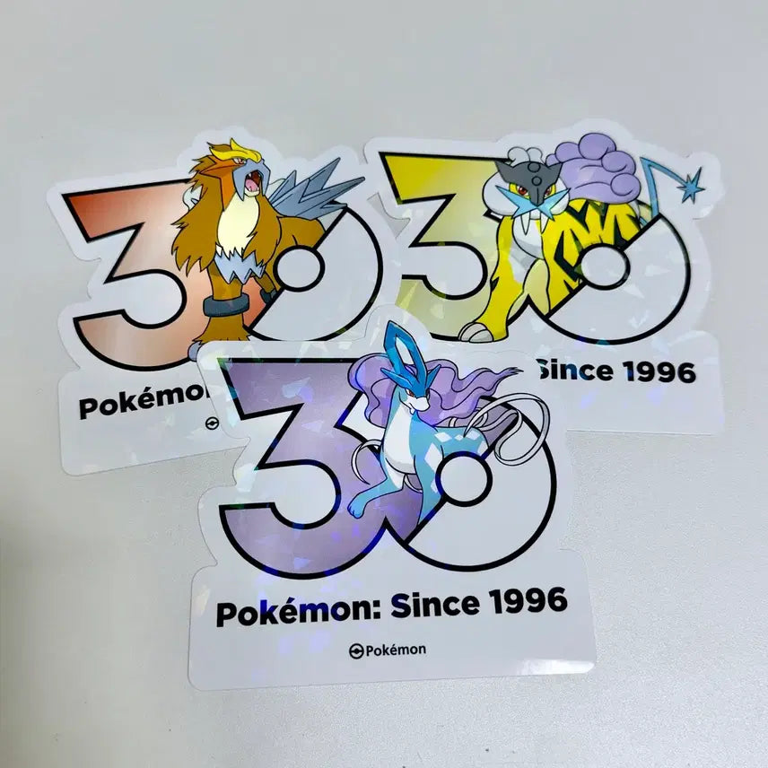 [BUNJANG] Pokemon 30th Anniversary Logo Sticker Set - Suicune, Entei, Raikou Bundle / 포켓몬 30주년 로고 스티커 - 스이쿤 앤테이 라이코
