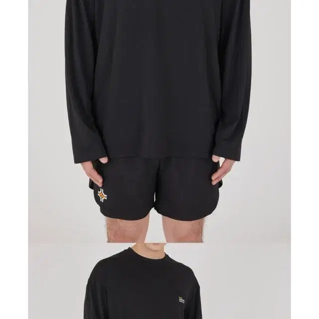 [BUNJANG] Marine Wave Unisex Loose Fit Black Long Sleeve Rash Guard / M 남여공용 루즈핏 마린웨이브 블랙 긴팔 래쉬가드 운동복 (MT15)