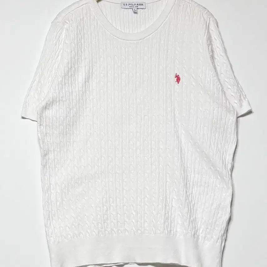 [BUNJANG] US Polo Assn. Cable Knit Short Sleeve T-Shirt White / US POLO ASSN 케이블 반팔 니트 화이트