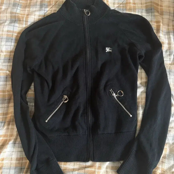 [BUNJANG] Burberry Black Zip-Up Knit Jacket - Size 38 / 버버리 블랙 집업 니트 자켓 38