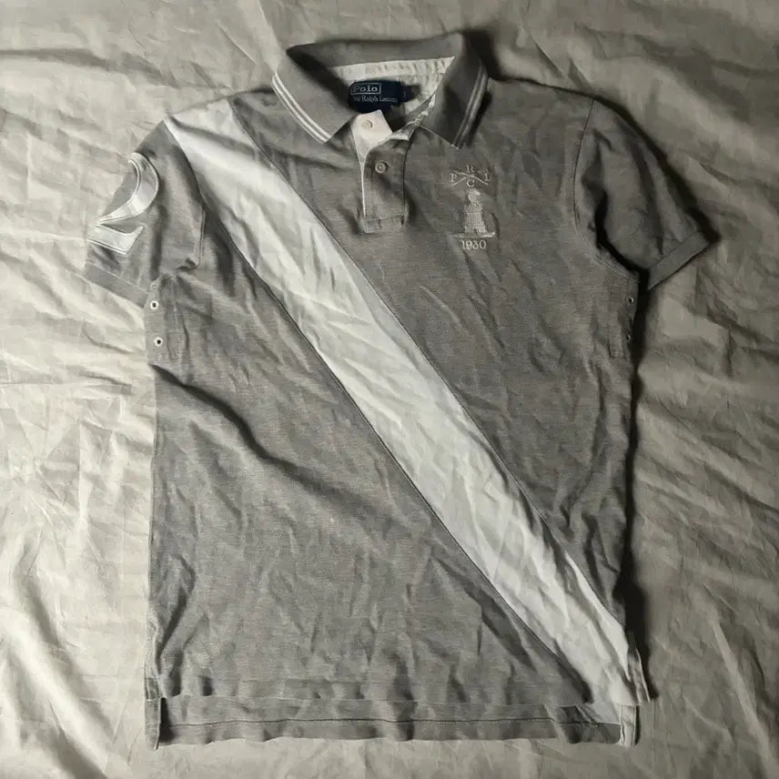[BUNJANG] Polo Ralph Lauren Big Logo Diagonal Collar T-shirt / 폴로 빅로고 사선 카라티