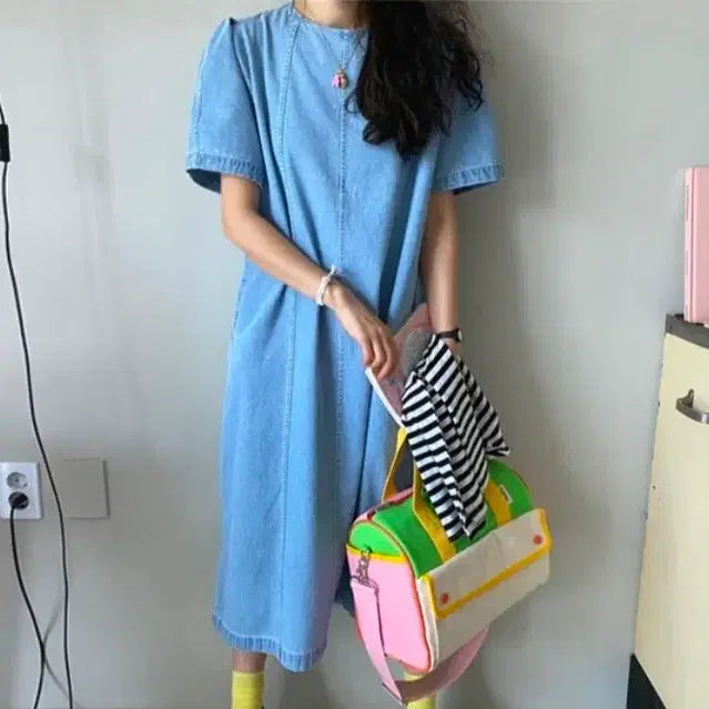 [BUNJANG] Rosebay Button Denim Dress / 로즈베이 버튼 데님 원피스