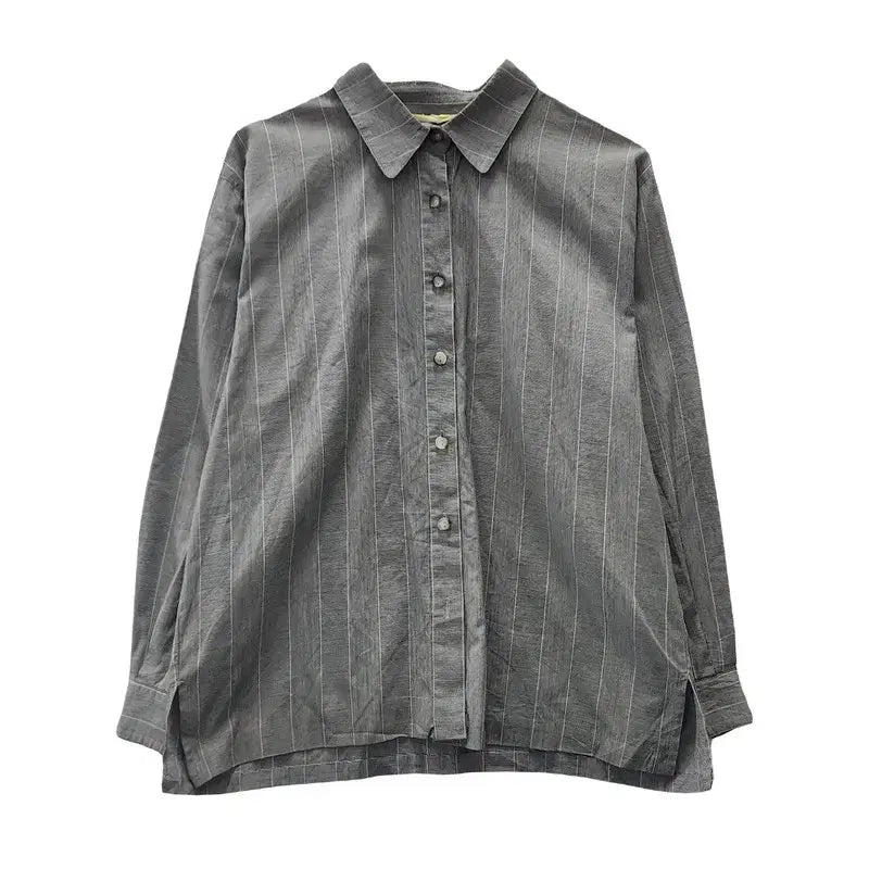 [BUNJANG] Vintage Striped Grey Shirt (L) - Made in Japan / 빈티지 스트라이프 그레이 셔츠 L MADE IN JAPAN