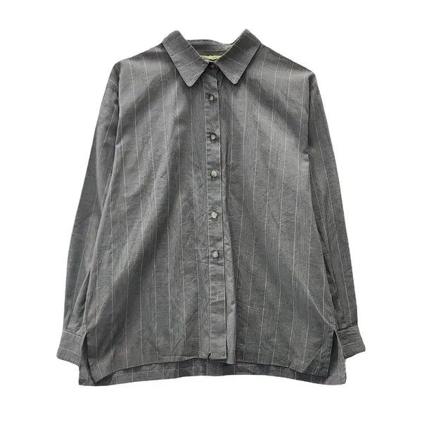 [BUNJANG] Vintage Striped Grey Shirt (L) - Made in Japan / 빈티지 스트라이프 그레이 셔츠 L MADE IN JAPAN