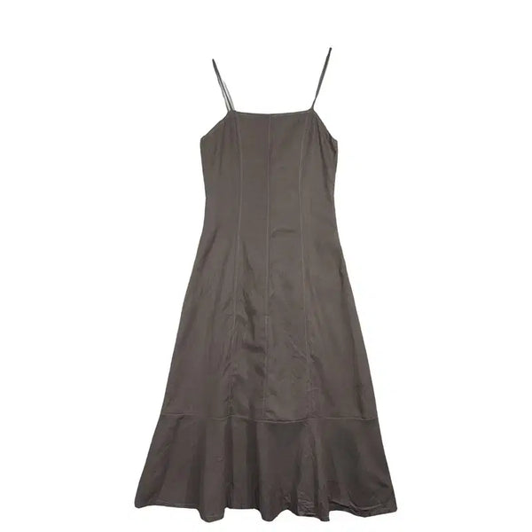 [BUNJANG] Brown Slip Camisole Long Dress / 브라운 슬립 원피스 끈나시 롱 드레스 레이어드룩 [M] 폴리에스터 혼방