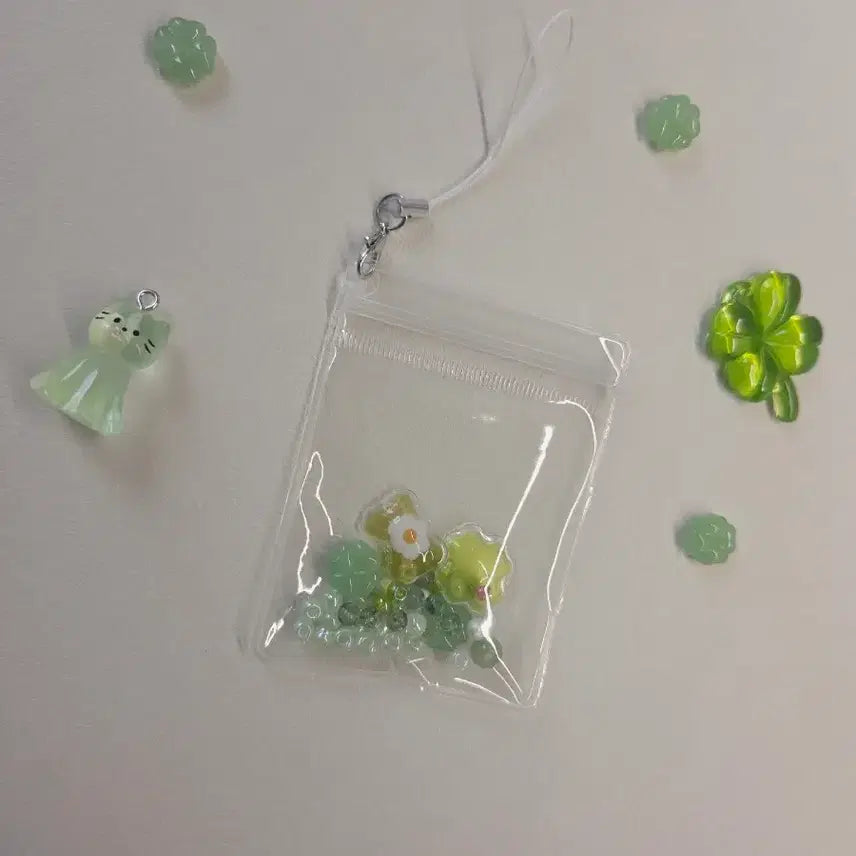 [BUNJANG] Four Leaf Clover Zipper Keyring / 네잎클로버 지퍼팩키링