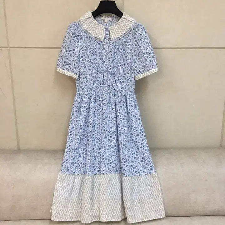 [BUNJANG] Plastic Island Floral Lace Collar Chiffon Long Dress / 플라스틱 아일랜드 플로럴  레이스카라 쉬폰원피스