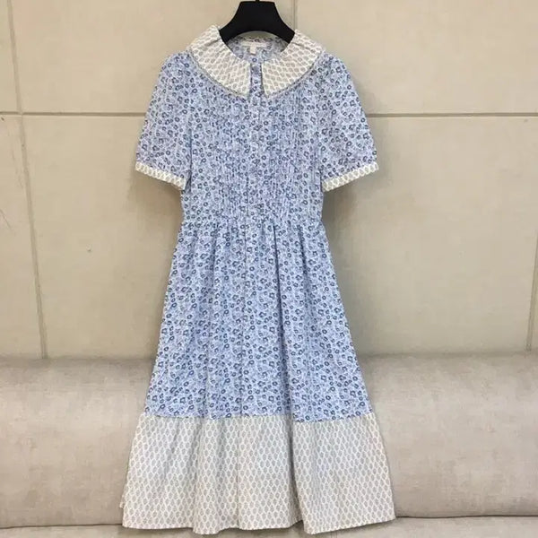 [BUNJANG] Plastic Island Floral Lace Collar Chiffon Long Dress / 플라스틱 아일랜드 플로럴  레이스카라 쉬폰원피스