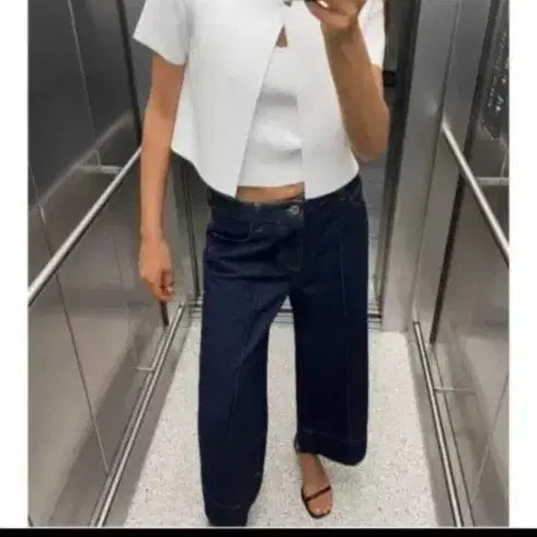 [BUNJANG] Zara White Short Sleeve Cardigan / 자라 반팔 가디건 55-66