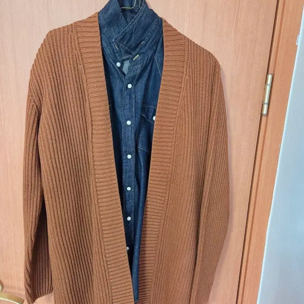 [BUNJANG] ZARA Brown Cotton Ribbed Open Cardigan L / ZARA 브라운 코튼 가디건 L 새상품