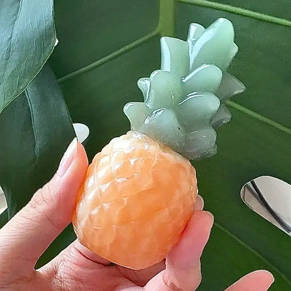 [BUNJANG] Honey Calcite & Green Aventurine Pineapple Carving / [천연원석] 파인애플 카빙  허니칼사이트 & 그린 아벤츄린