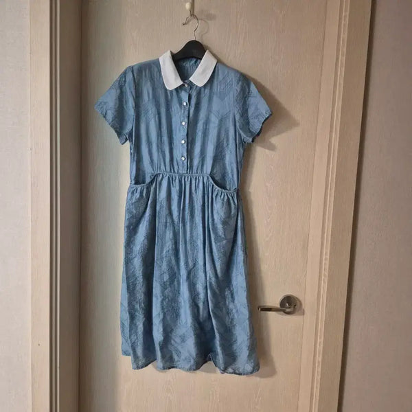 [BUNJANG] Sky Blue Collar Dress Size 66 / 하늘색 카라 원피스사이즈66